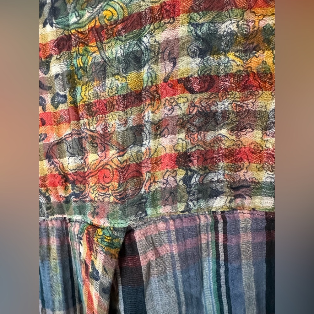 Pilcro Colorful Plaid Madras Cap Sleeve Shirt - Picture 4 of 9